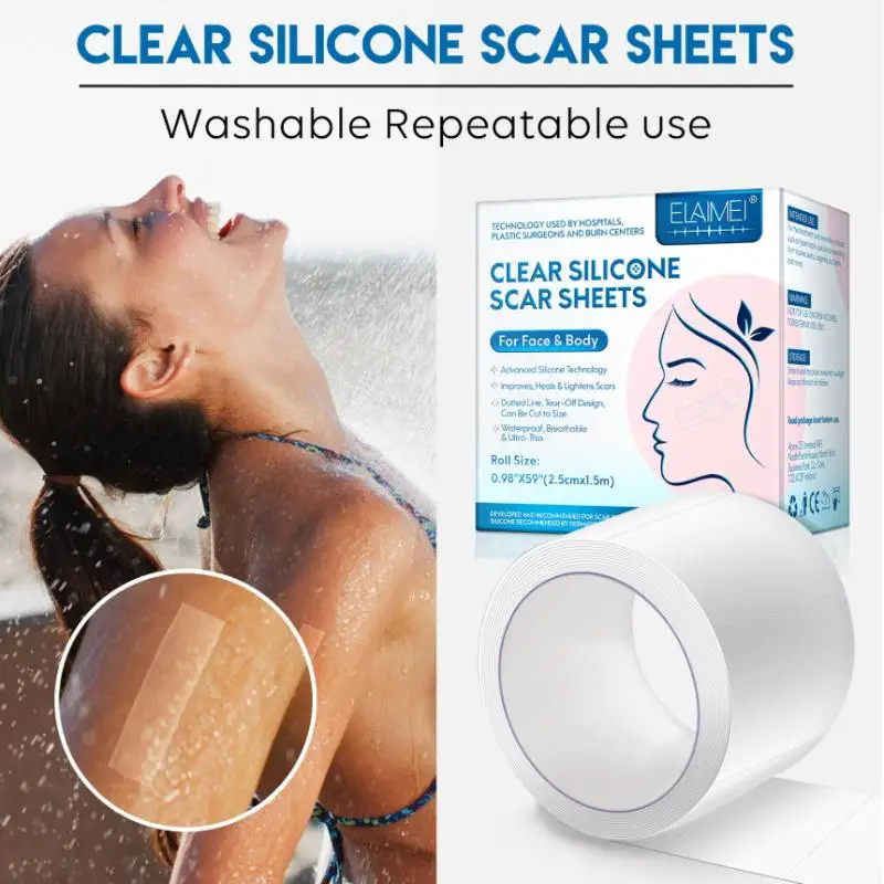 1/2 Roll Invisible Silicone Scar Sheets 2.5cm X 150cm Self-Adhesive Scar Cover Tape Reusable And Effective Skin Care Strips