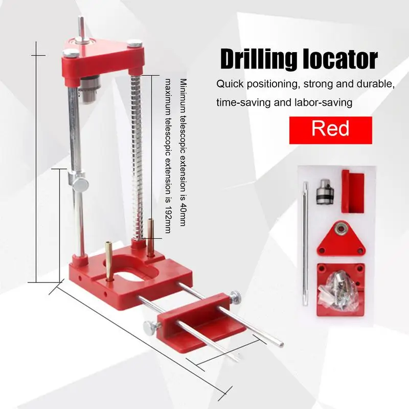Woodworking Drill Locator Drilling Jig Punch Locator Holder Drill Guide Fixture with Scale Precise Positioner Woodworking Tool