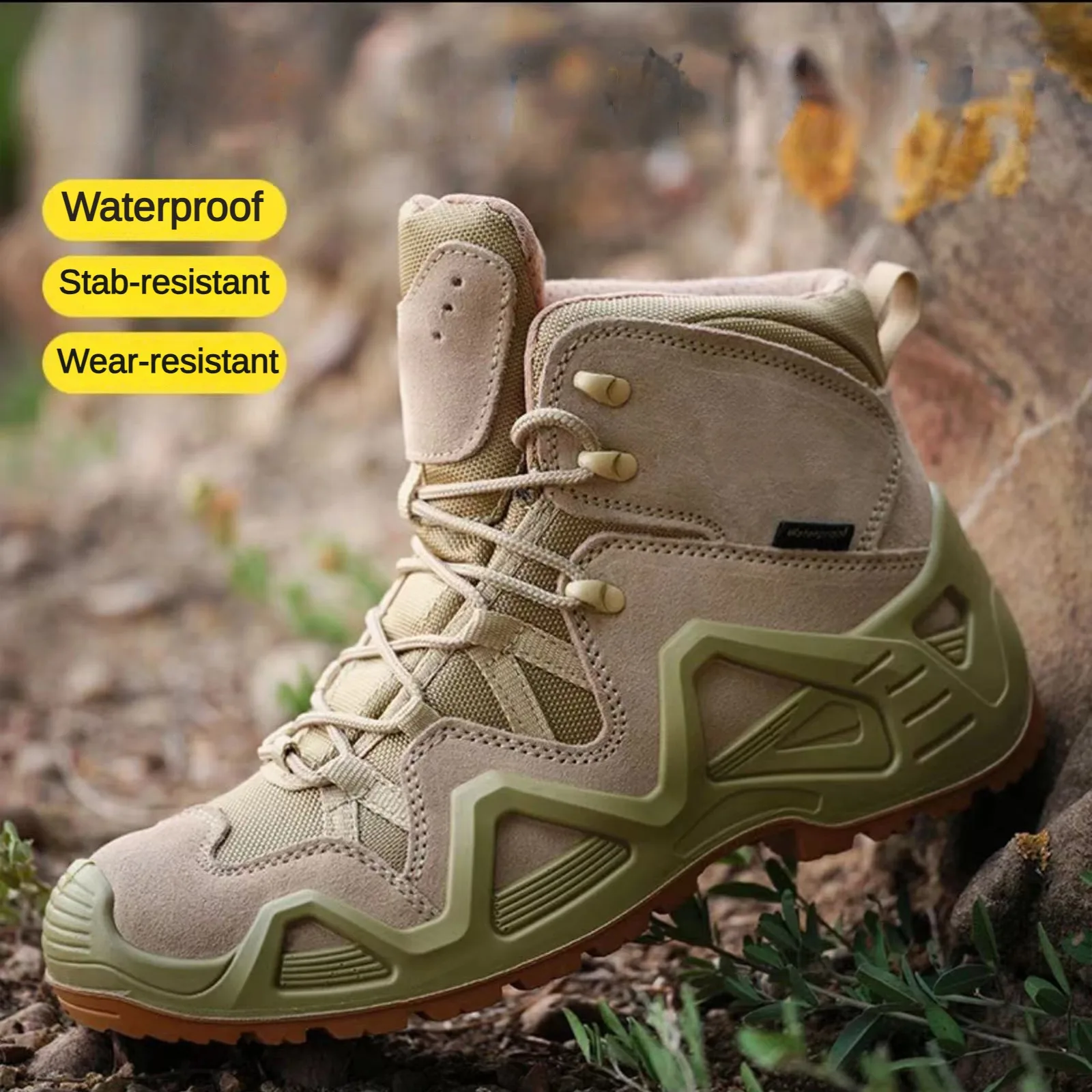 LAHORSSWAT Waterproof Men Tactical Training Desert Boots Male Outdoor Camping Hiking Climbing Trekking Hunting Non-slip Shoes