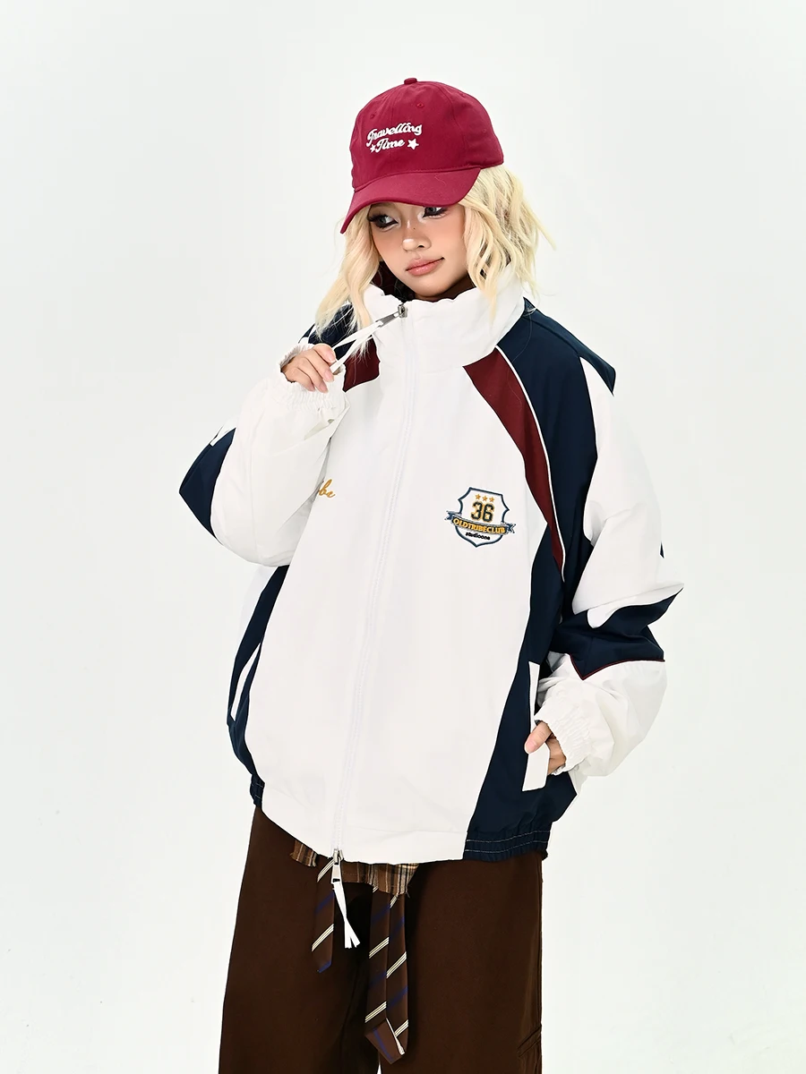 

n Sle Embroidered Loose Fit Stand Collar Cotton Jaet for Women Winter New Arrival Street Faion Outerwear