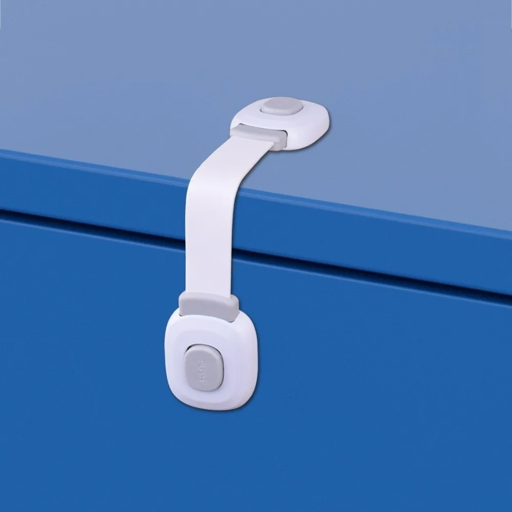 1pc No Drilling Unisex Safety Lock Double Snap Pinch Resistant Cabinet Lock Multiprotective Adhesive Fixation Proof Latch