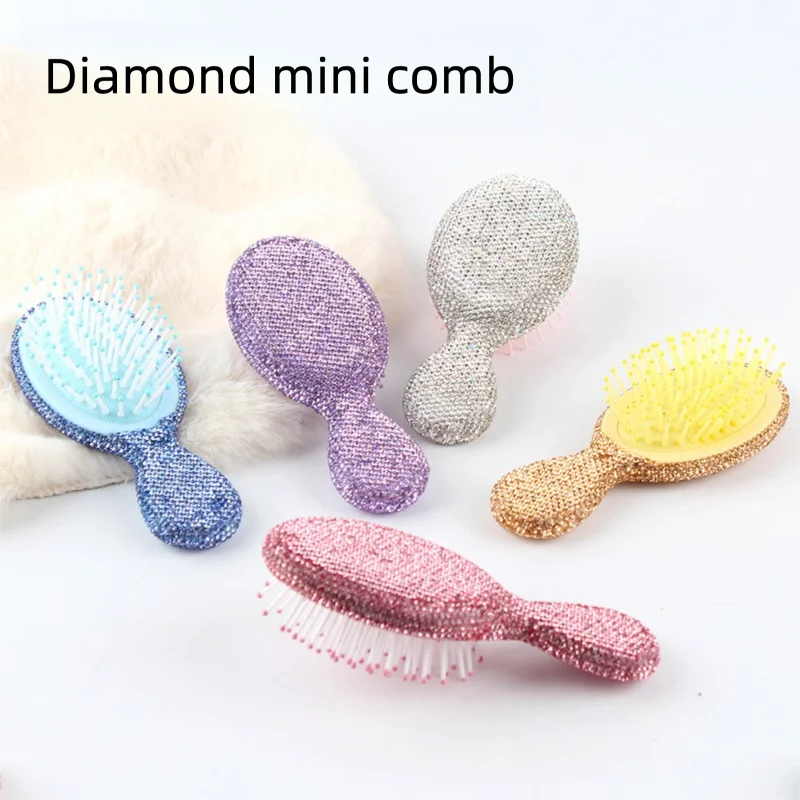 

Антистатическая расческа-щетка с воздушной подушкой для разглаживания волос, женская мини-расческа класса люкс с бриллиантовой инкрустацией, портативная, для домашнего массажа головы