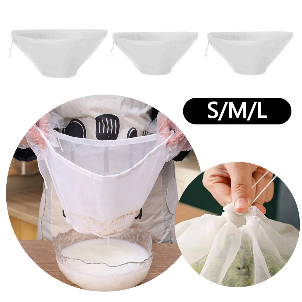 Nylon Filter Bags Bowl Type Anti-blocking Filtration Drawstring Filter Bag Reusable Easy to Clean