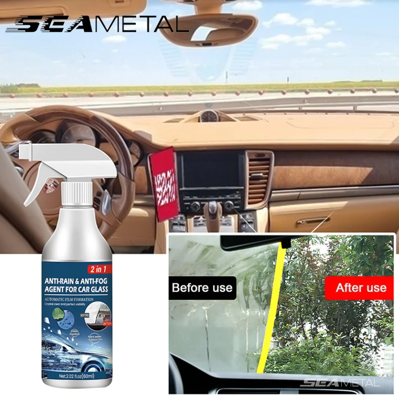 SEAMETAL 60ML Anti-Rain & Anti-Fog Coating Agent Auto Window Hydrophobic Agent Anti Fog Spray Defogger for Car Windshield Glass