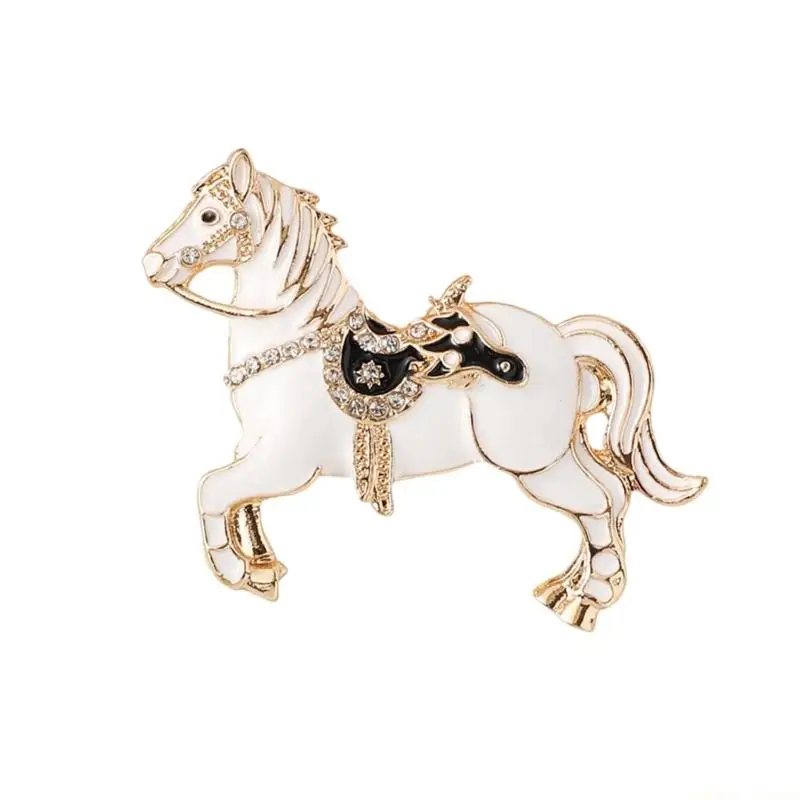 31BF Metallic Horse Pin For Outfit Enhancement Ergonomic Design Jewelry Safe Fastener