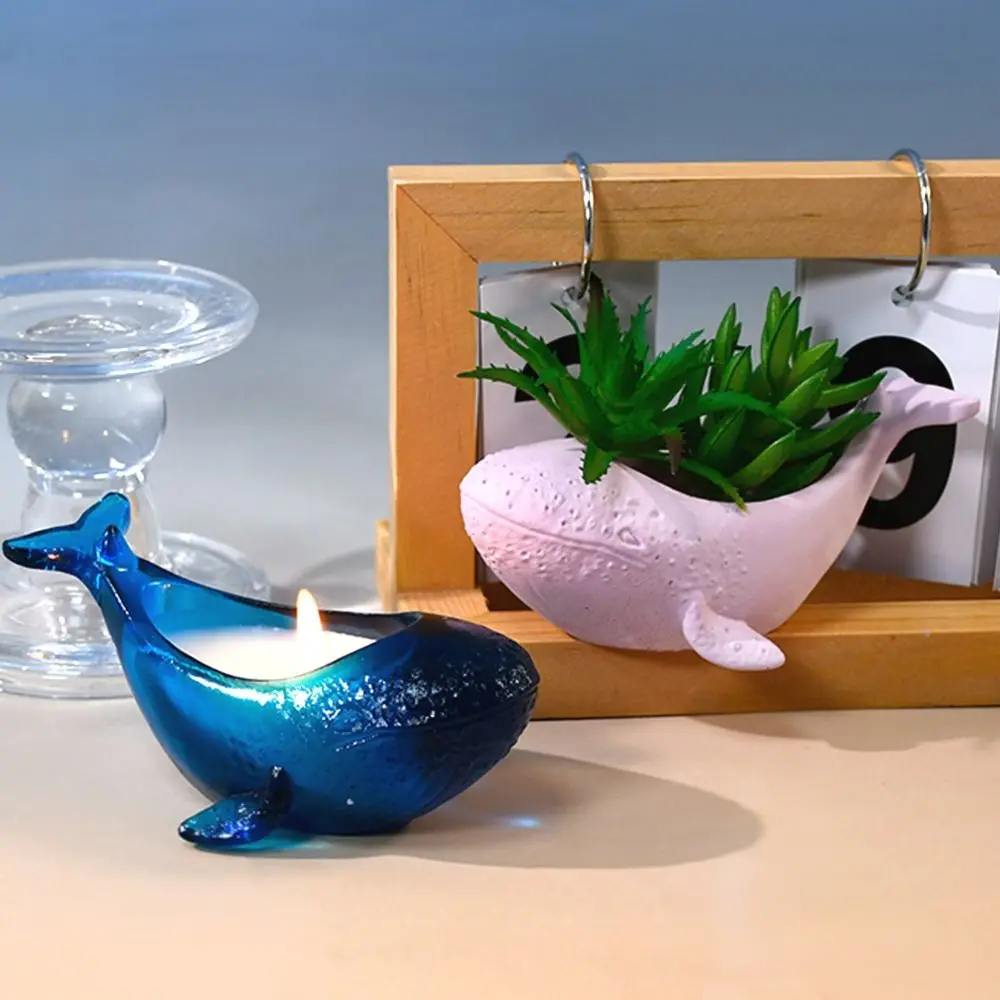 3D Whale Whale Candle Cup Marine Animal Plant Flowerpot Candlestick Silicone Mold Cement Gypsum Molds DIY Accessories