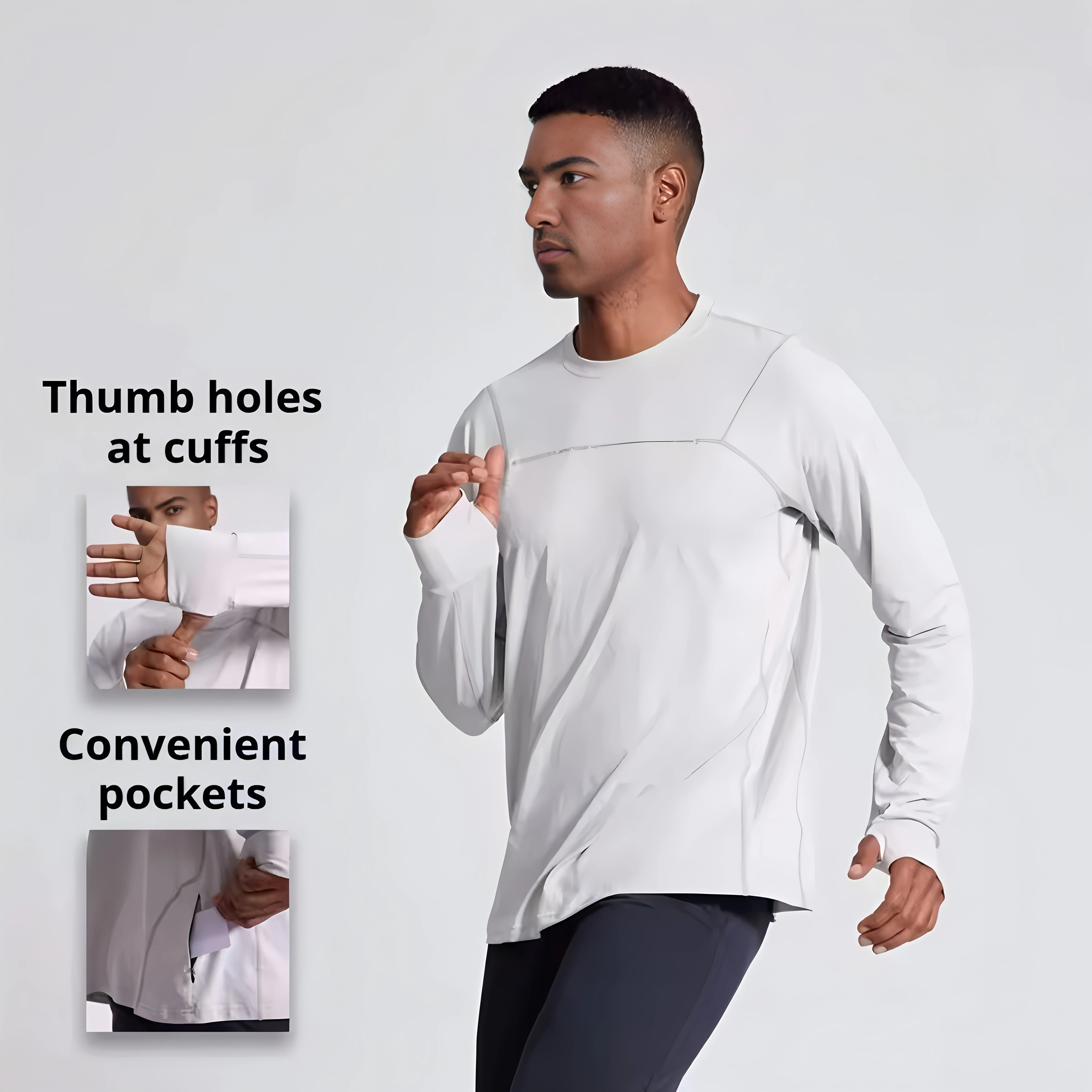 T-shirt de course à manches longues pour homme, automne-hiver, séchage rapide, coupe ample, pour spo