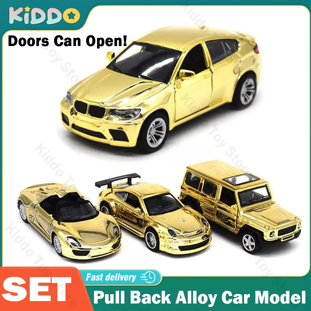 1:32 Supercar Pull Back Alloy Car Model Golden Toy Diecasts Casting Door can Open Car Toys for Children Simulation Vehicle Gifts