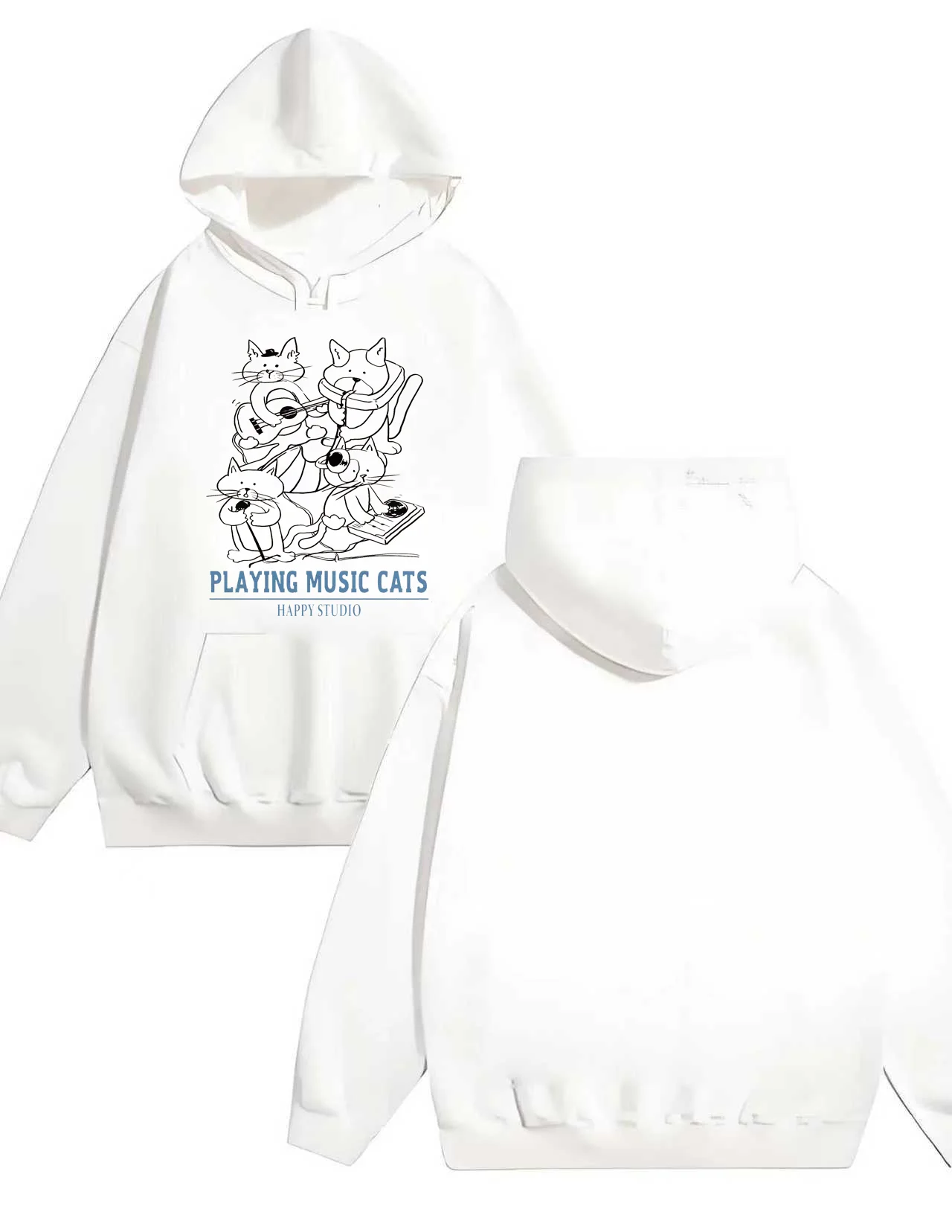 

The 2025 new stylish and simple kitten print casual loose hoodie is 330G thick and suitable for both men and women