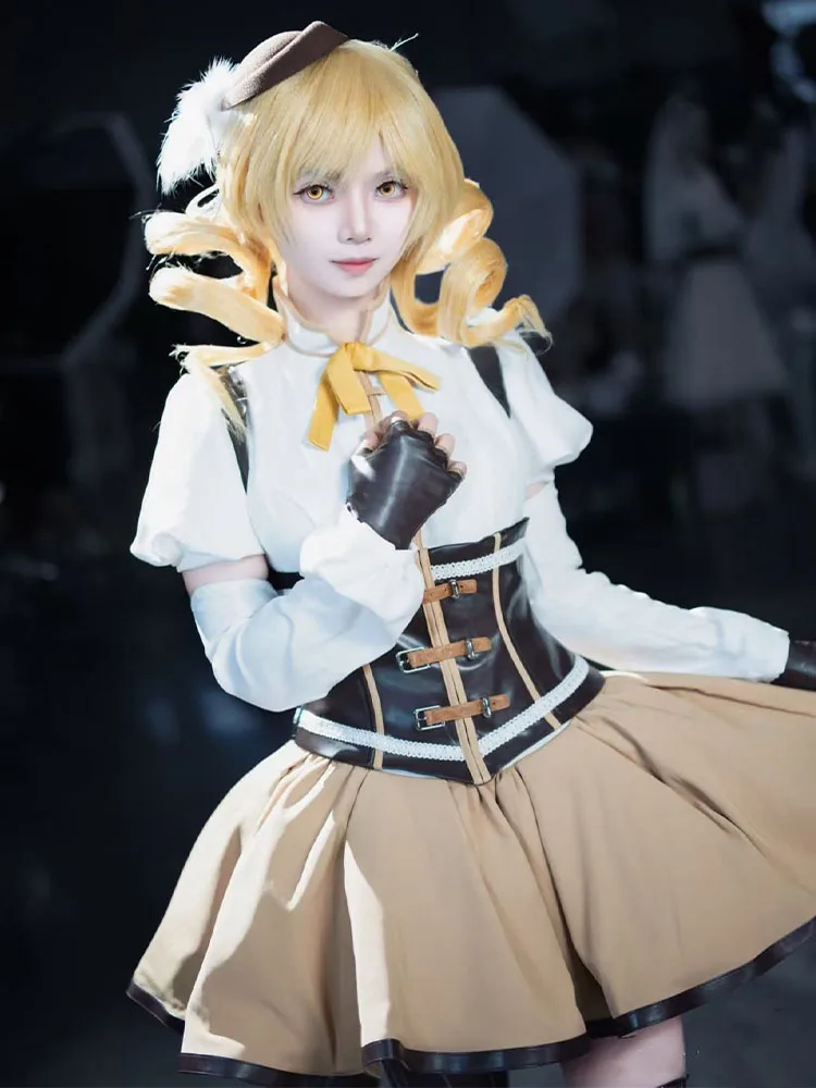 Hogwarts Tomoe Mami Cosplay Kostüm Anime Puella Magi Madoka Magica Perücke Uniform Magische Mädchen Frauen Halloween Party Kleid