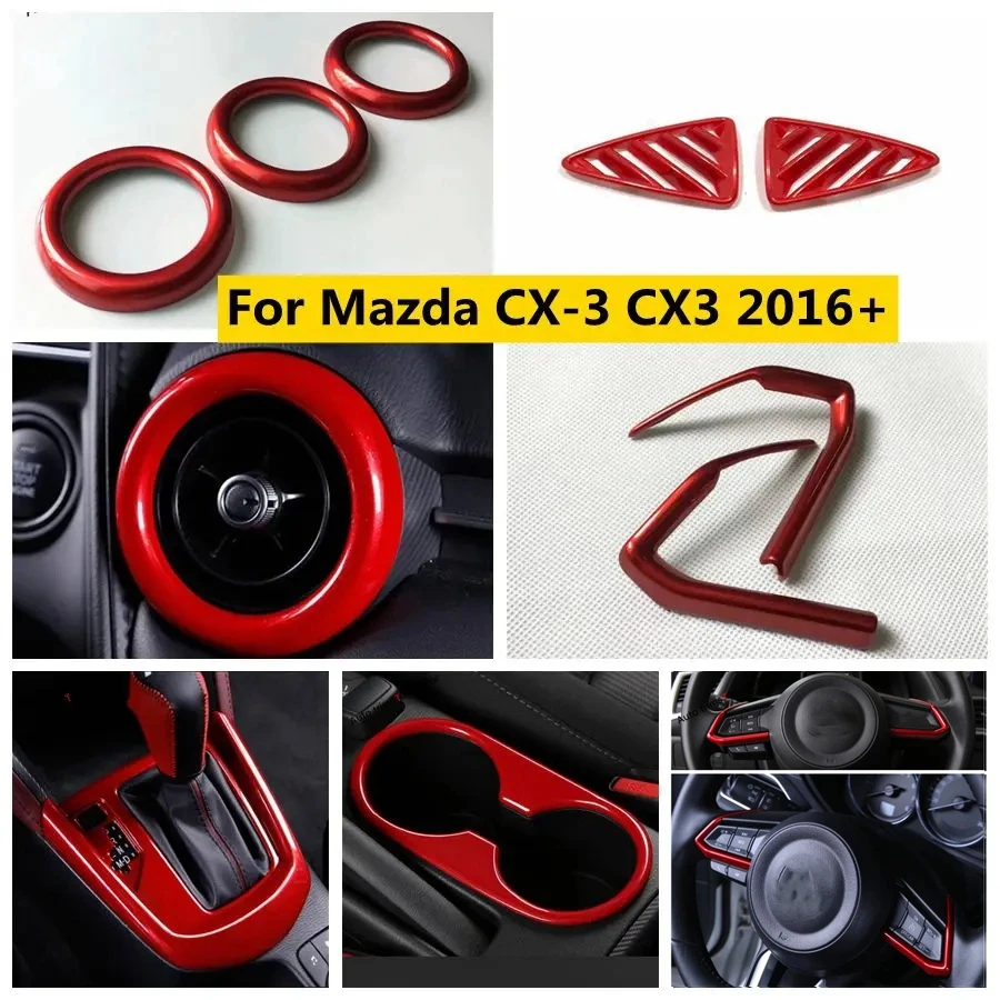 

DashboaFor Mazda CX-3 CX3 2016 - 2021 Air Conditioning Vent Outlet / Water Cup Holder Panel / Steering Wheel Strip Cover Trim