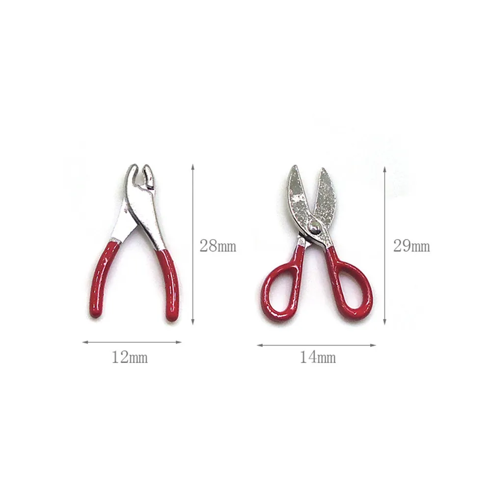 1Set Mini House Repair Tools Lifesize Simulation Alloy Miniature Hand Tool Accessories for 1:12 Scale Miniature Home Decoration