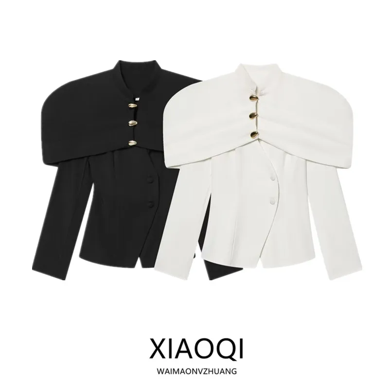 Winter 2025 Women's Tailored Waist-Cinching Suit Jaet Design Sensation Fraance Sle Long Sve Button Closure Commute S...