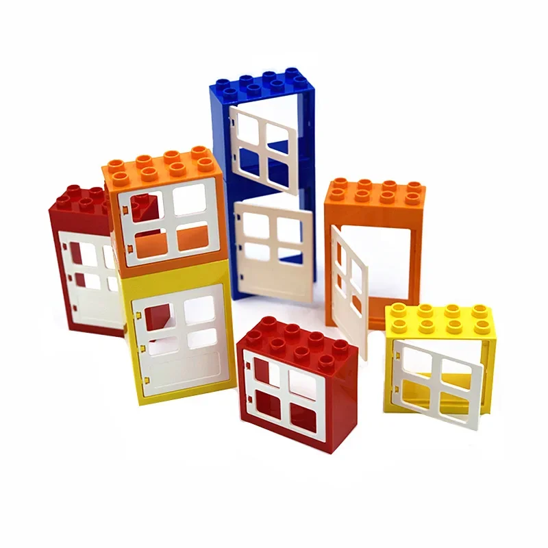 Large Brick Windows/door 2pcs DIY Classic Education Building Blocks Compatible With lego Duplo Bricks Toys For Children