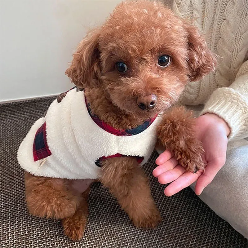 

Christmas Pet Clothes Teddy Winter Two Legged Vest Bichon Warm Jacket Dog New Year Clothes Free Scarf XS-XL
