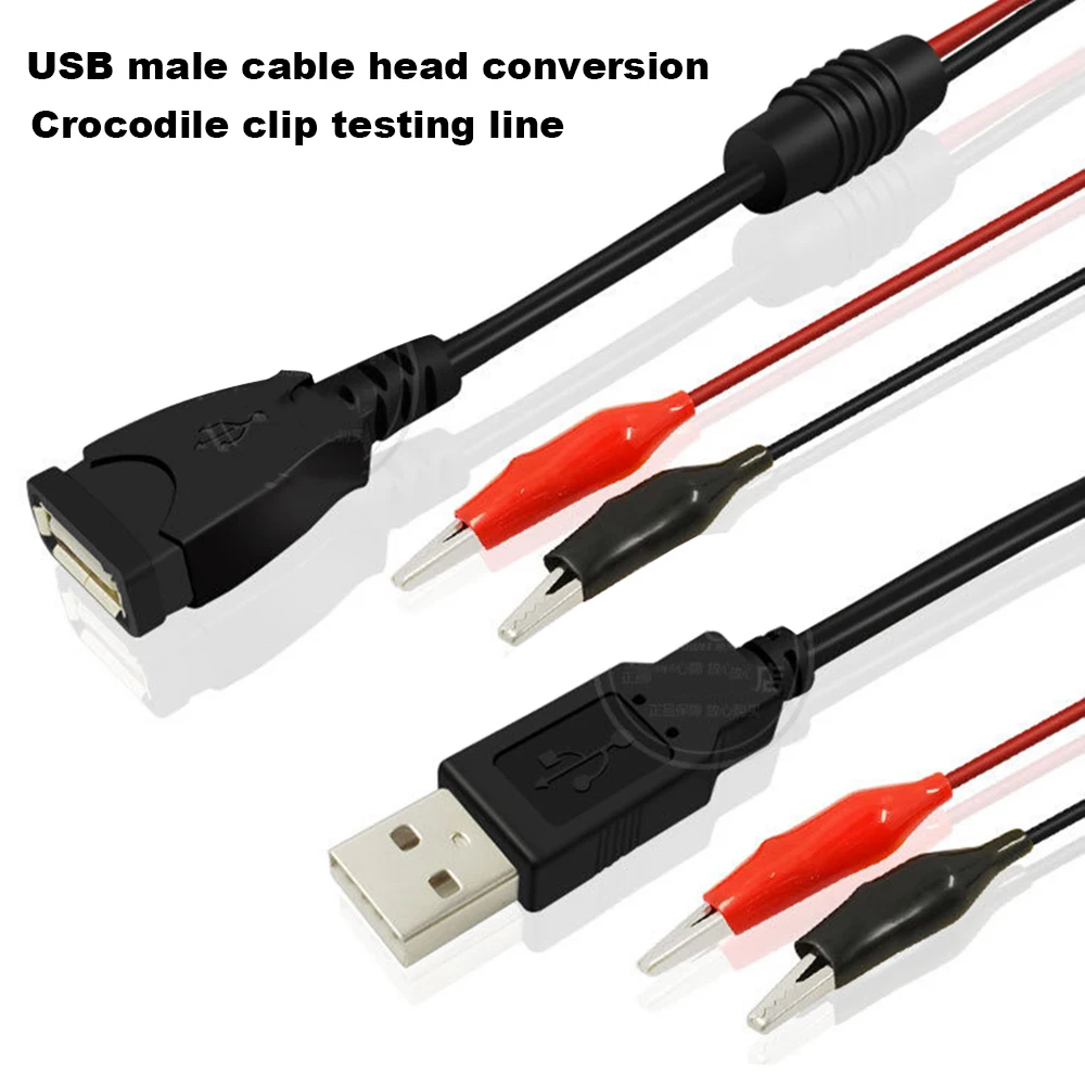 1 para zacisków krokodylkowych USB przewód krokodylkowy męski/żeński na tester USB detektor miernik napięcia prądu stałego amperomierz pojemność miernik mocy