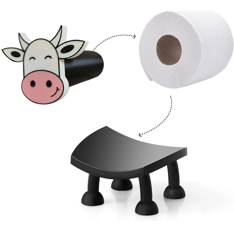 ABBN-Dairy Cow Toiletroll Holder 3D Printed Dairy Cow Tissue Paper Storage Shelf Stackable Funny Toilet Paper Holder House