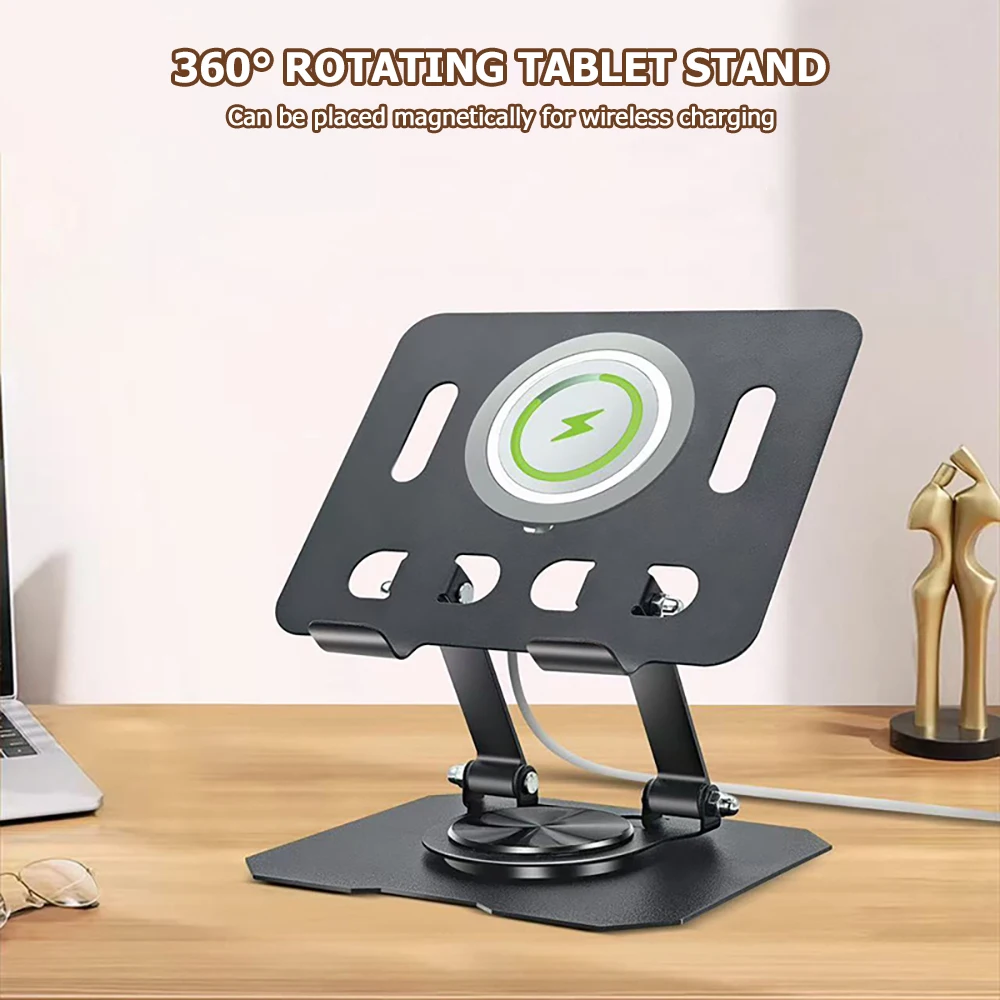 New Tablet Desk Mobile Phone Holder Stand Adjustable Aluminum Alloy Desktop Lazy Bracket For iPad Wireless charging is supported
