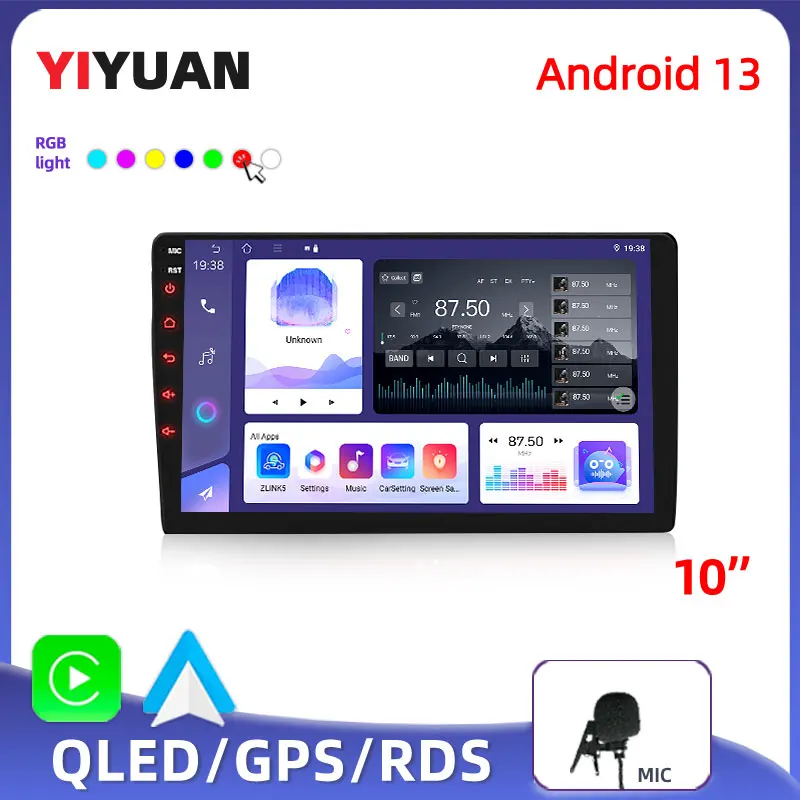 

QLED 4core 2 Din Car Radio Androidauto Carplay Android 13 GPS Car Audio 10inch WIFI BT IPS Automotive Multimedia Player