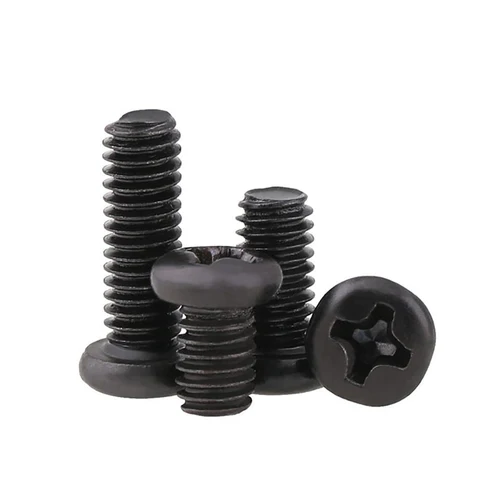 Imagen 2 del producto Tornillo cruzado de cabeza redonda negro M1 M1.2 M1.4 M1.7 M2 M2.5 M3 tornillos Phillips de cabeza plana empotrada electrónica de tamaño pequeño DIN7985 GB818