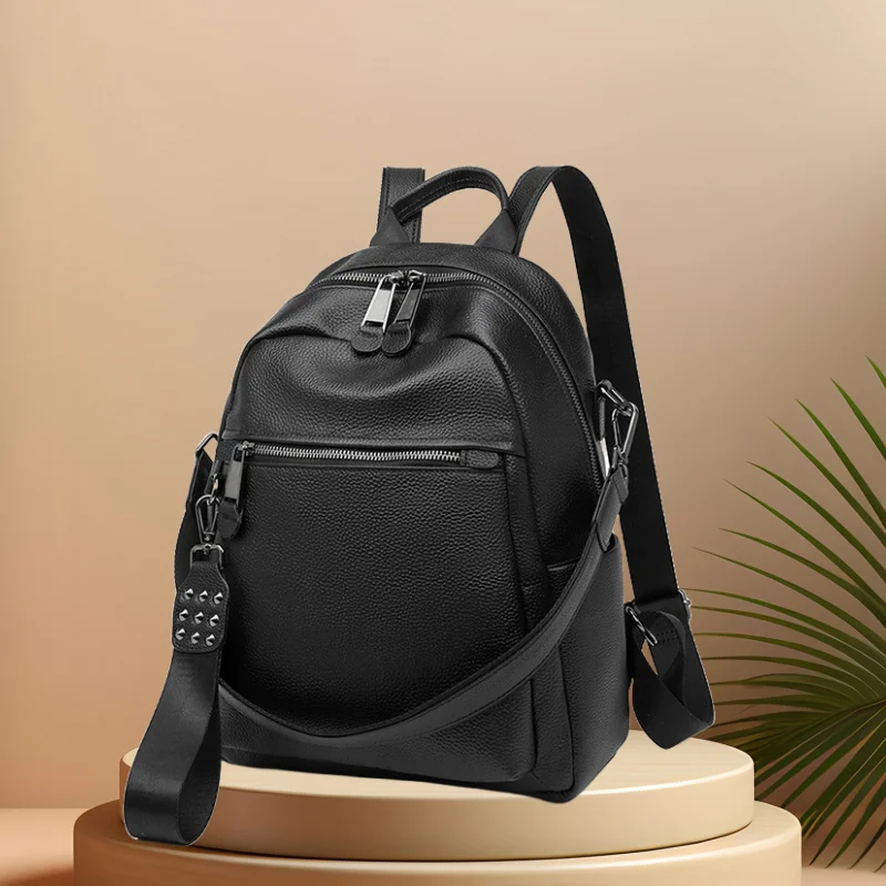 

CFUN YA Luxury Black Travel Backpack For Women Soft Leather Causal Bag Pack Student Schoolbag Mochilas Female Shoulder Handbag