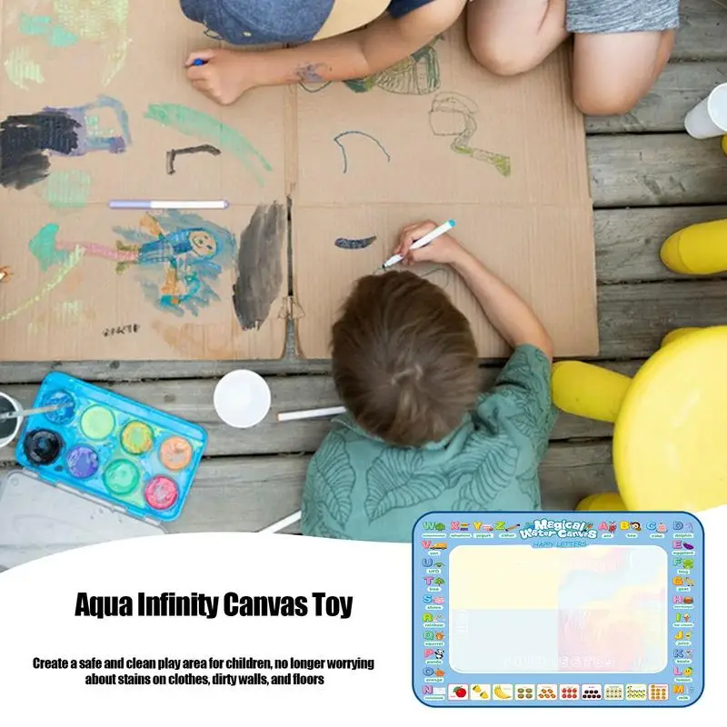 سجادة رسم مائية للأطفال ، سجادة قماشية ، خالية من الفوضى ، سجادة رسم خربش تلوين ، 100x80cm