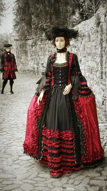 High Quality Rococo Gothic Ball Gown Costume 18th Century Men Women Black Red Uniform Suit Masquerade Dress Custom Made