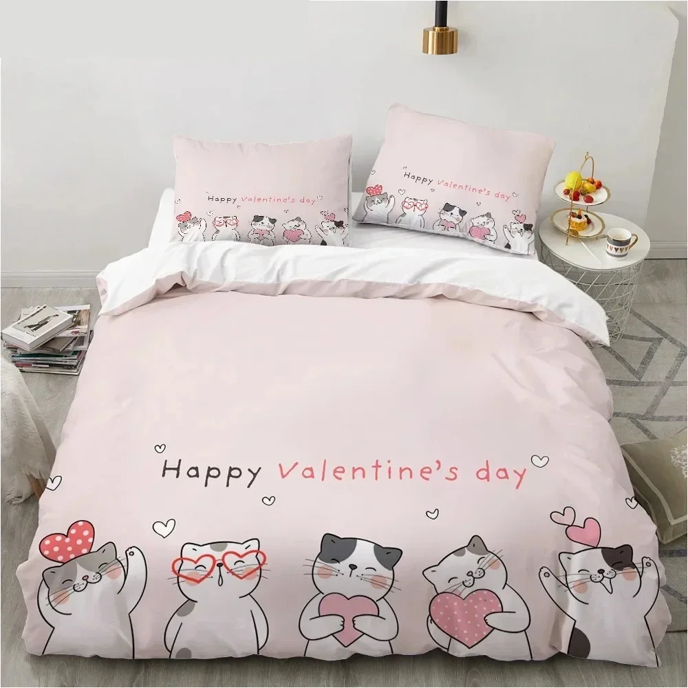 جديد ثلاثية الأبعاد طباعة الكرتون القط والأسماك مريحة لحاف غطاء لحاف المخدة طقم سرير غرفة نوم الأطفال الديكور المنسوجات المنزلية #6