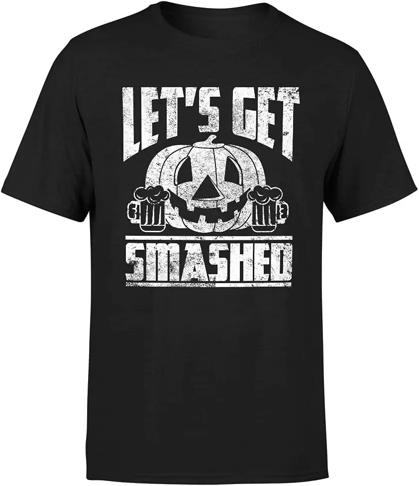 Lets Get Smashed Pumpkin Halloween Costumes T-Shirt | Funny Cool Graphic Tee Idea | for Men