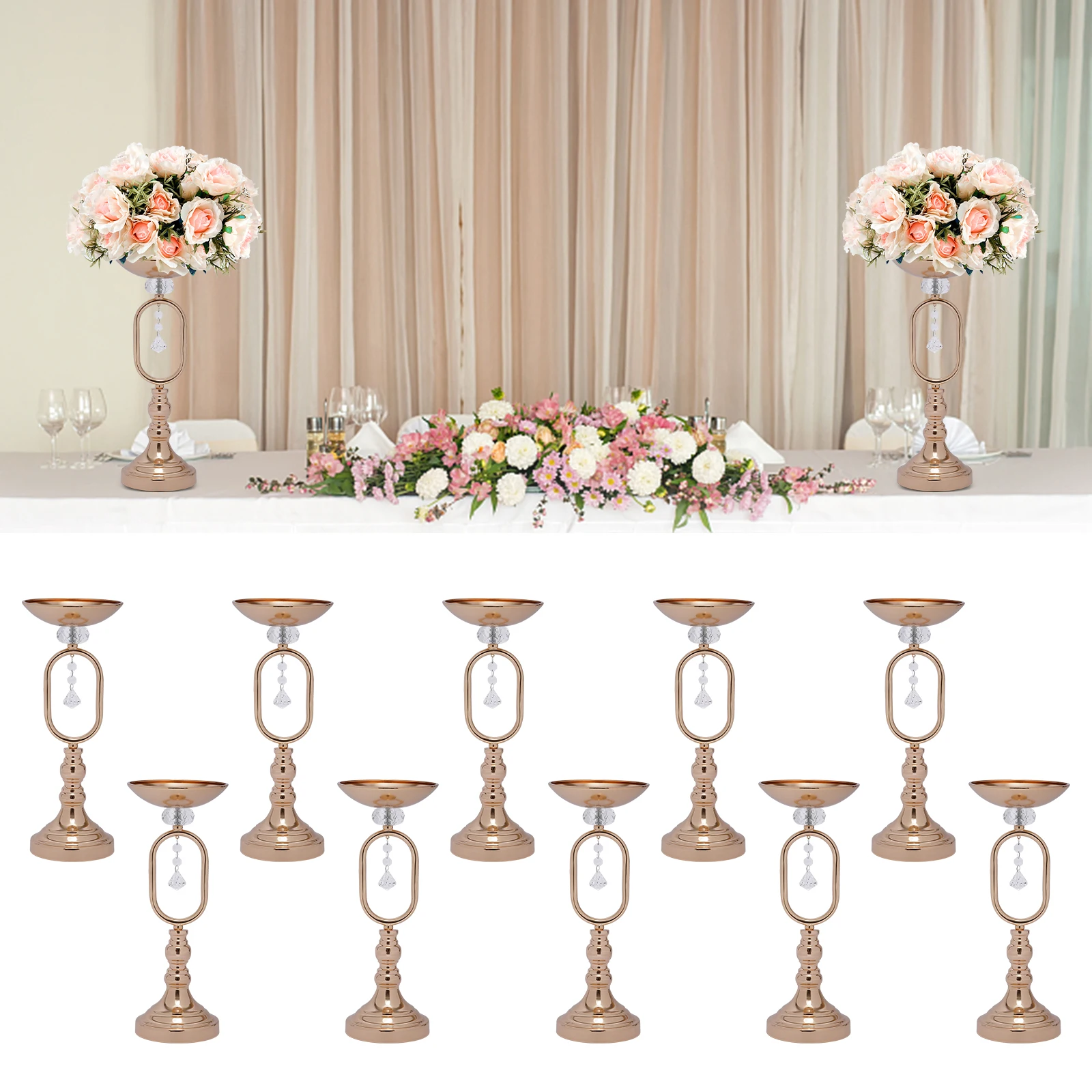 10 Pcs Metal Flowers Vase Wedding Party Decor Flower Stand for Anniversary Party Centerpieces Table Candle Holder