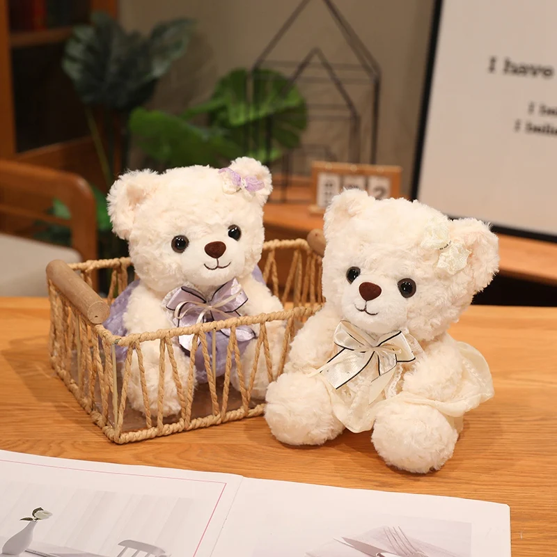 

Lovely Couple Teddy Bear Peluche Toys Kawaii Dress Bear Dolls Stuffed Soft Toy for Girls Baby Girlfriend Gifts