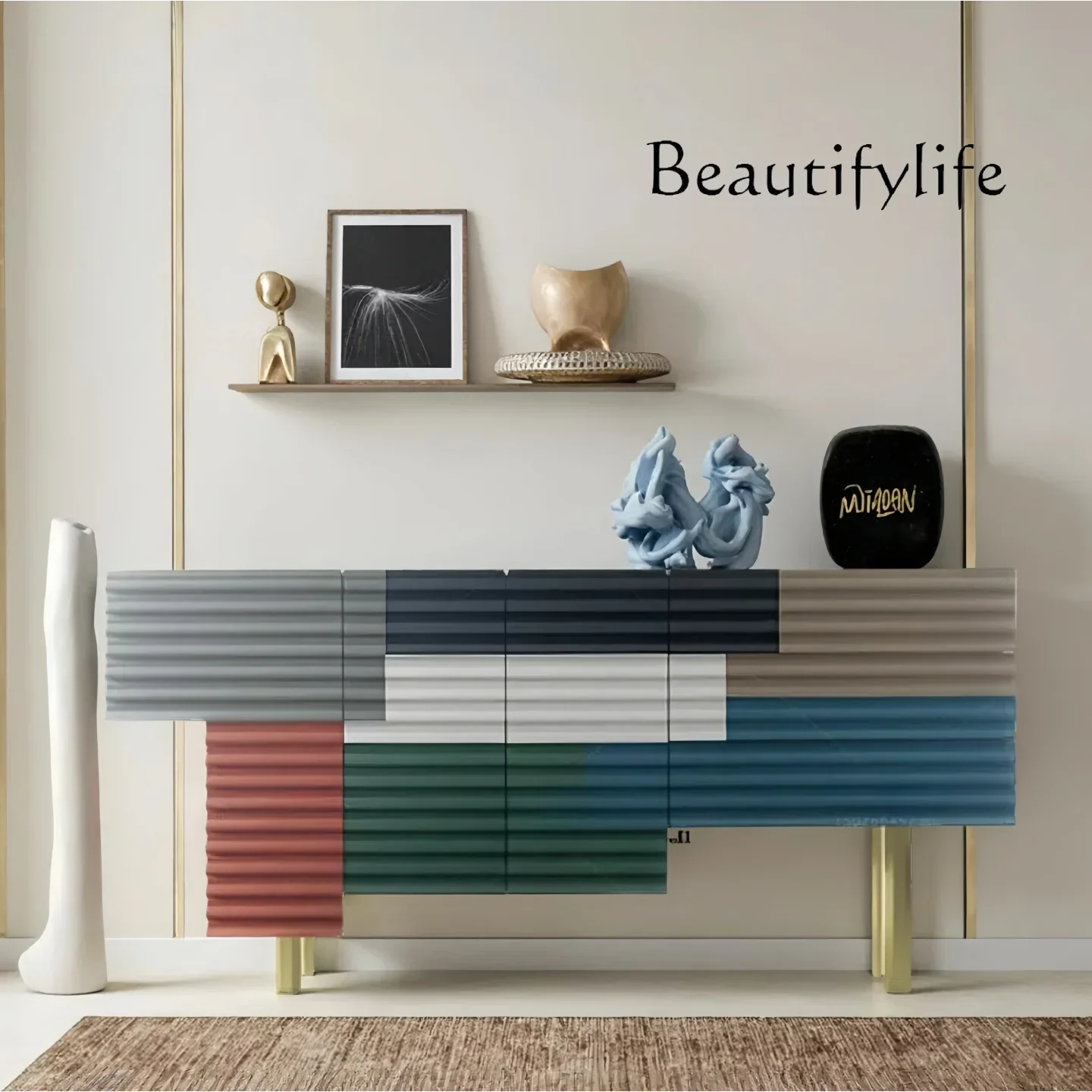 Q Paint baking light luxury dining side cabinet piano paint porch cabinet creative personalized decorative locker customization