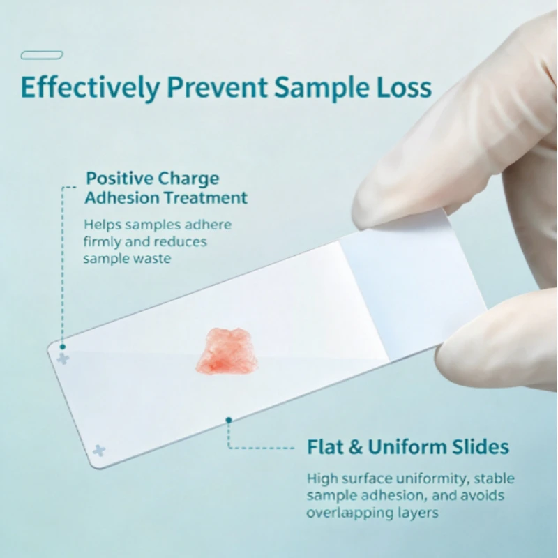 50pcs Positively Charged Adhesive Microscope Slides 76x25mm Ultra-Clear Glass for Histology Pathology Lab Sections