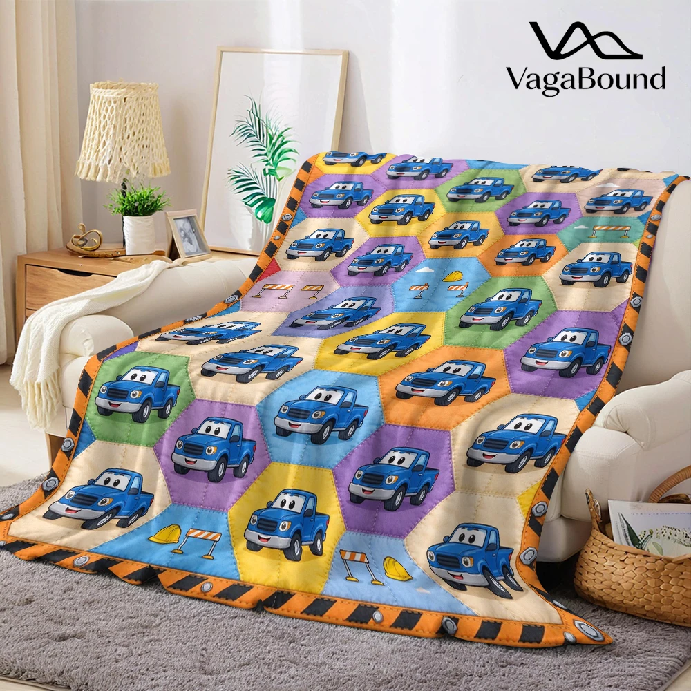 Blue Pickup Hex Stripe Bolt Flannel Blanket Perfect for Sofa Office Bed Travel Sleep Read Relax Camping Four Season Use