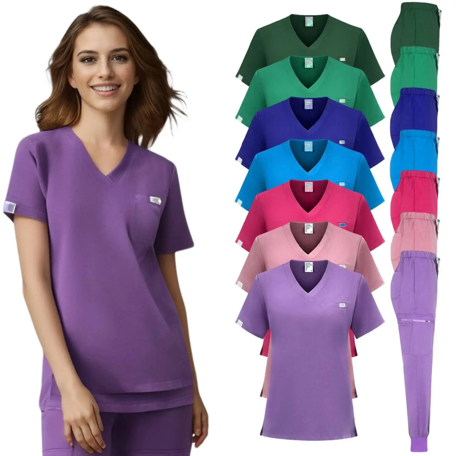 

Trs Fashionable Design Womens Scrub Nursing Set Beautiful Spa Salon Uniform Women Unisex Fabric Overalls For Operating Room