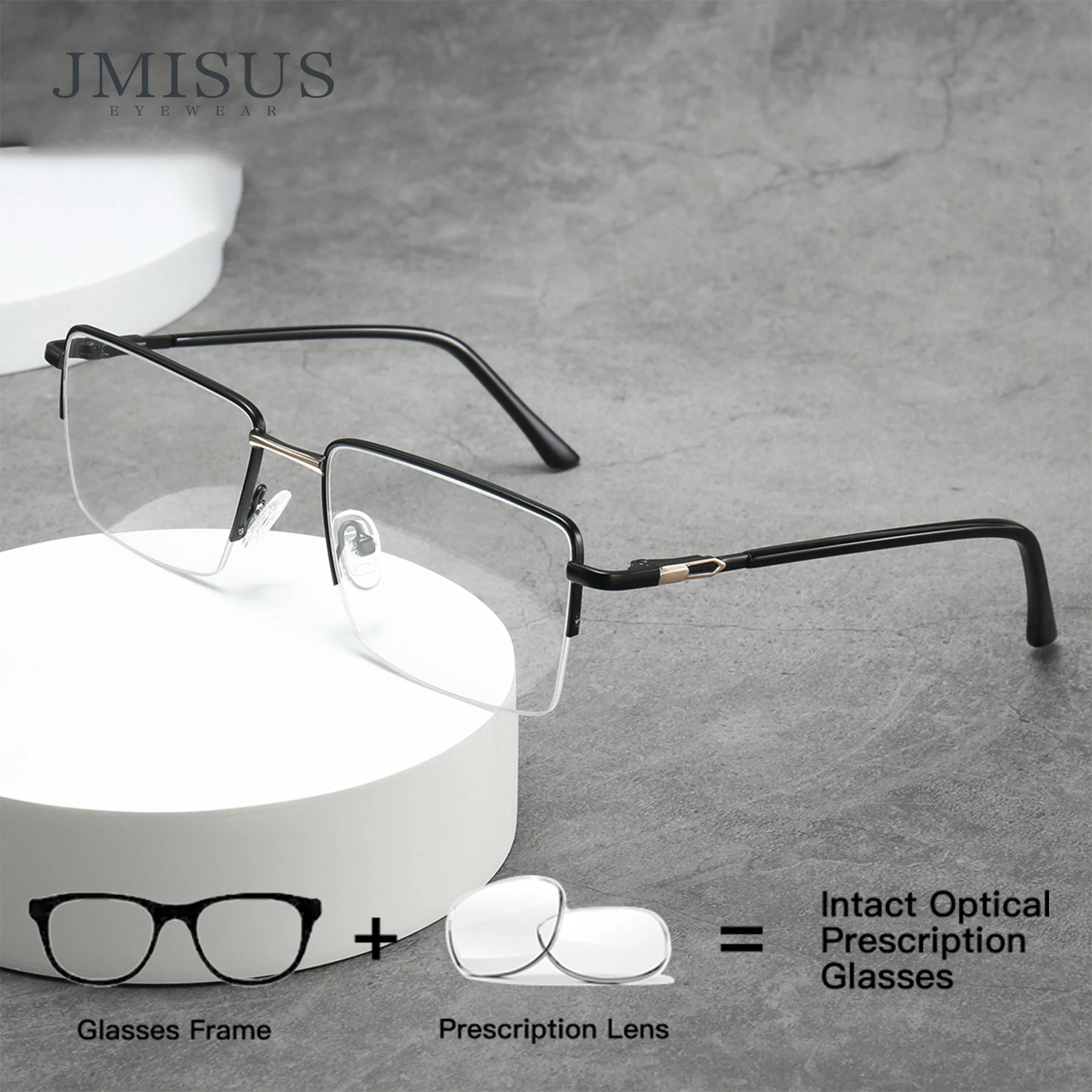 

JMISUS 2025 Fashion Business Square Prescription Glasses Man Optical Eyewear High-quality Metal Rectangle Progressive Eyeglasses
