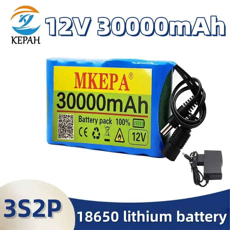 

Новый 100% оригинальный аккумулятор 12 В 3S2P 30 Ач, литий-ионный аккумулятор, емкость камеры видеонаблюдения постоянного тока, монитор + зарядное устройство