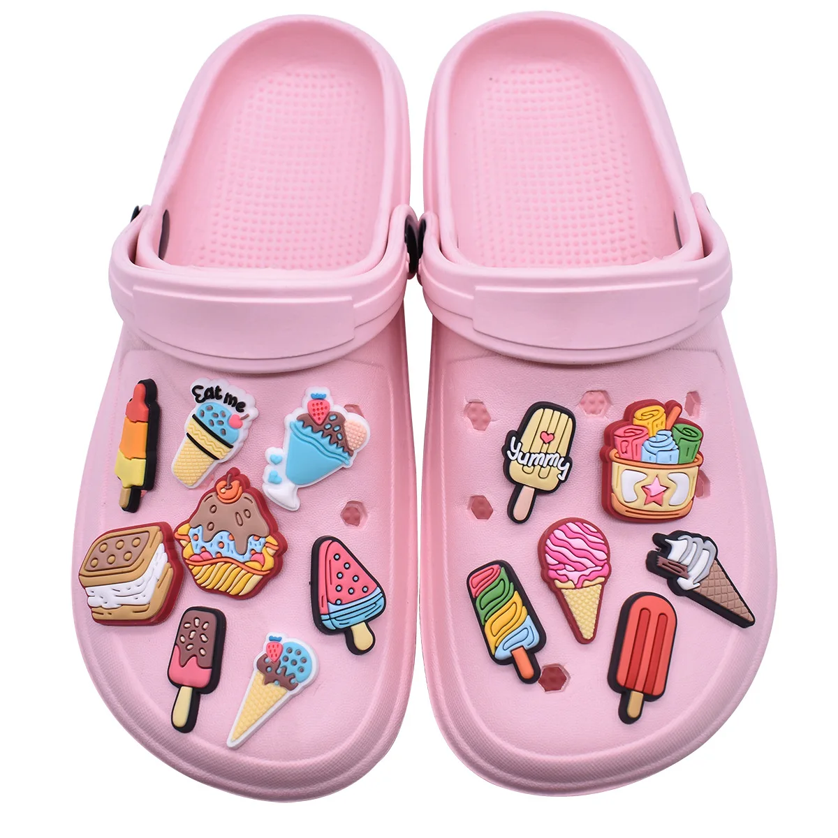 Cute Ice Cream Shoe Charms Pin for Crocs Accessories Charms Clogs Bubble Slides Shoe DIY Decoration Buckle Women Party Gifts