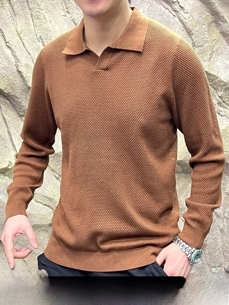 

Мужская вязаная шерстяная футболка Ele с 3D-узором «Сосна» и воротником «Океанская птица» для осенне-зимнего сезона, повседневная модная одежда