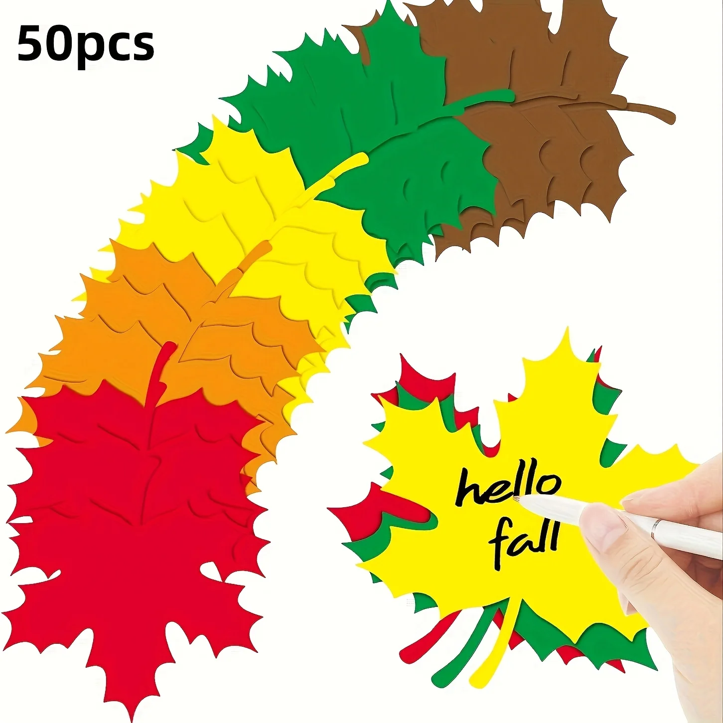 50pcs Autumn Thanksgiving Maple Leaf Greeting Cards Classroom Decorations Hand Cutting Party Supplies cards ,Thanksgiving Day