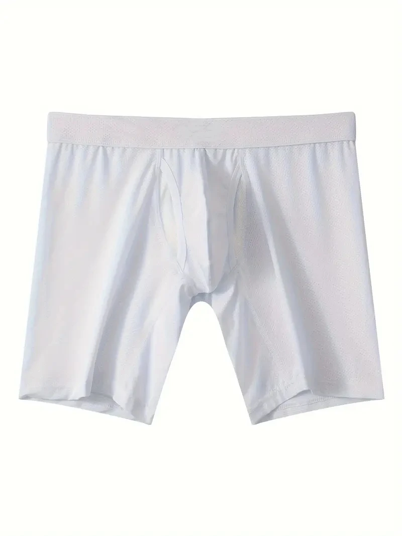 럭셔리 아이스 실크 새틴 같은 복서 여름 부드럽고 시원한 솔리드 남성용 속옷 통기성 메쉬 가랑이 팬티 속옷