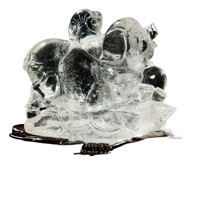 

Natural white crystal engraved pig zodiac pig ornament, piggy mascot, lucky town house high-end living room