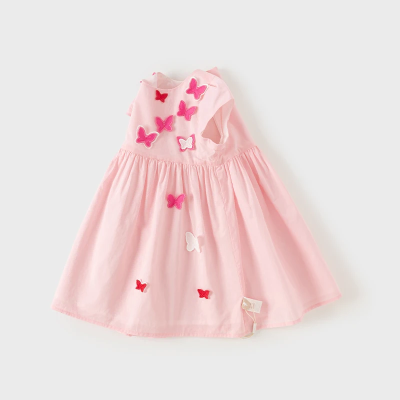 Dave Bella Dress for Girls Baby Children 2024 New Summer Sweet Charm Fashion Casual Cotton Butterfly Party Outdoor DB2240989