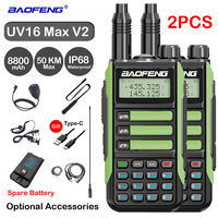 2PCS Baofeng UV16 Max V2 IP68 Waterproof Walkie Talkie High Power Ham CB Radio Upgrad Of UV9R UV5R Pro Two Way Radio 50KM Range