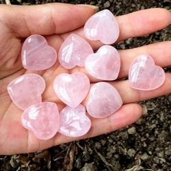 10/20/30PCS Rose Quartz Heart Natural Crystal Polished Stones Healing Stone Gravel Specimen Valentine Gift For Women