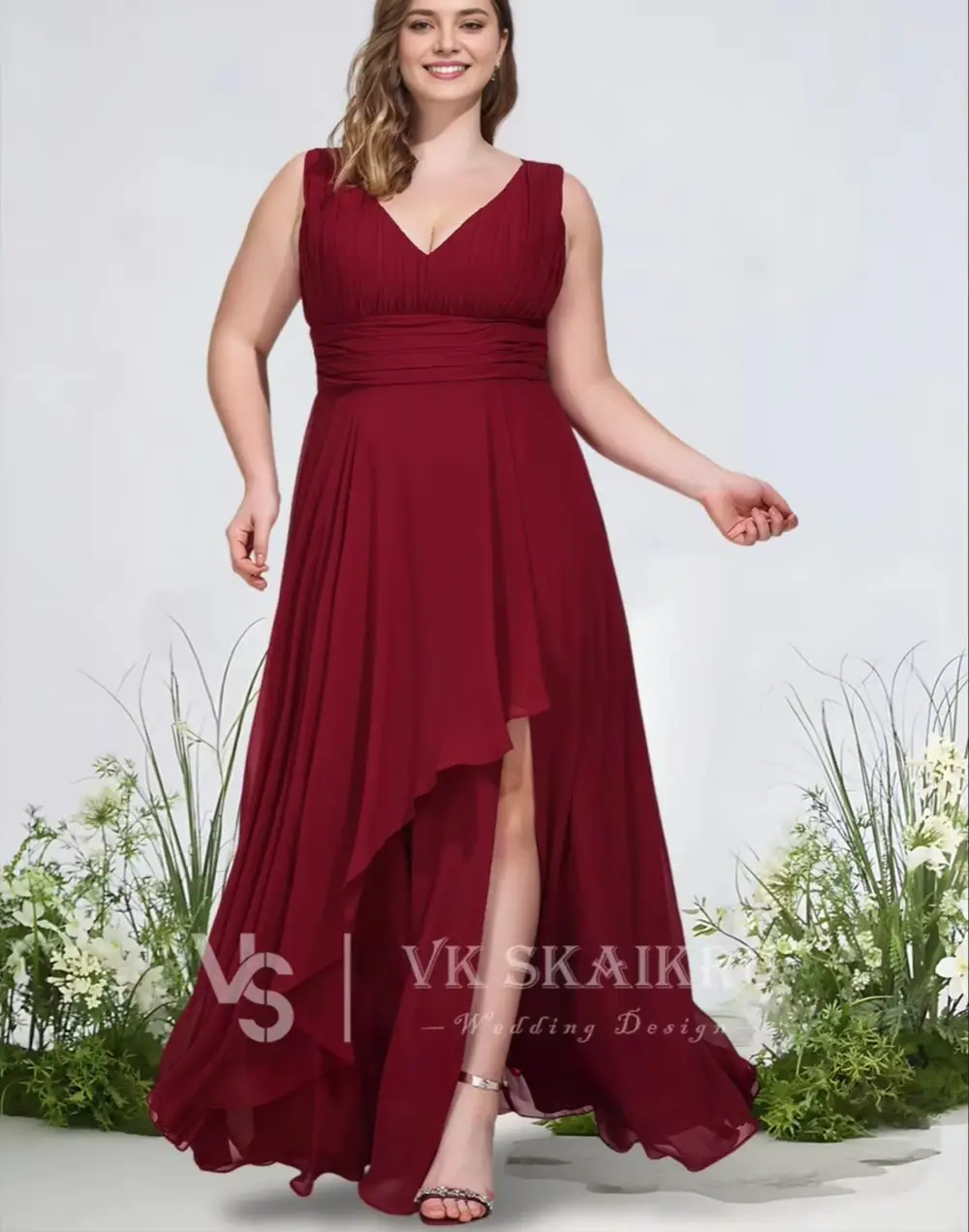 

BB ​Lavender A-Line V-Neck Floor-Length Chiffon Bridesmaid Dresses With Ruffle Elegant Wedding Party Guest Evening Cocktail 2025