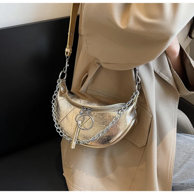 

Women Luxury PU Chain Waist Belt Bag Leather Crossbody Chest Pack Waist Bags Fashion Purse Ladies Pack