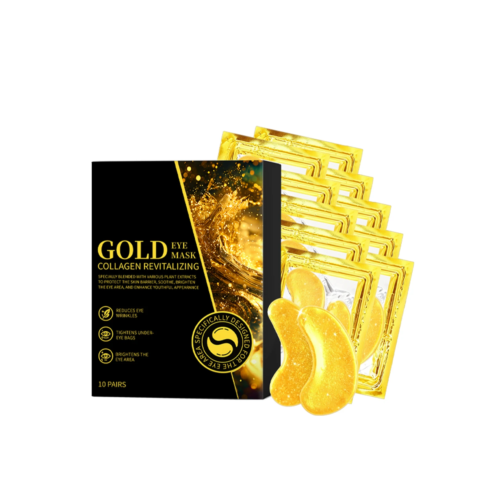 Moisturizing Golden Eyes Mask Patche Dark Circles Removal Smooth Improve Puffy Eye Massage Easy Absorption Collagen Crystal Mask