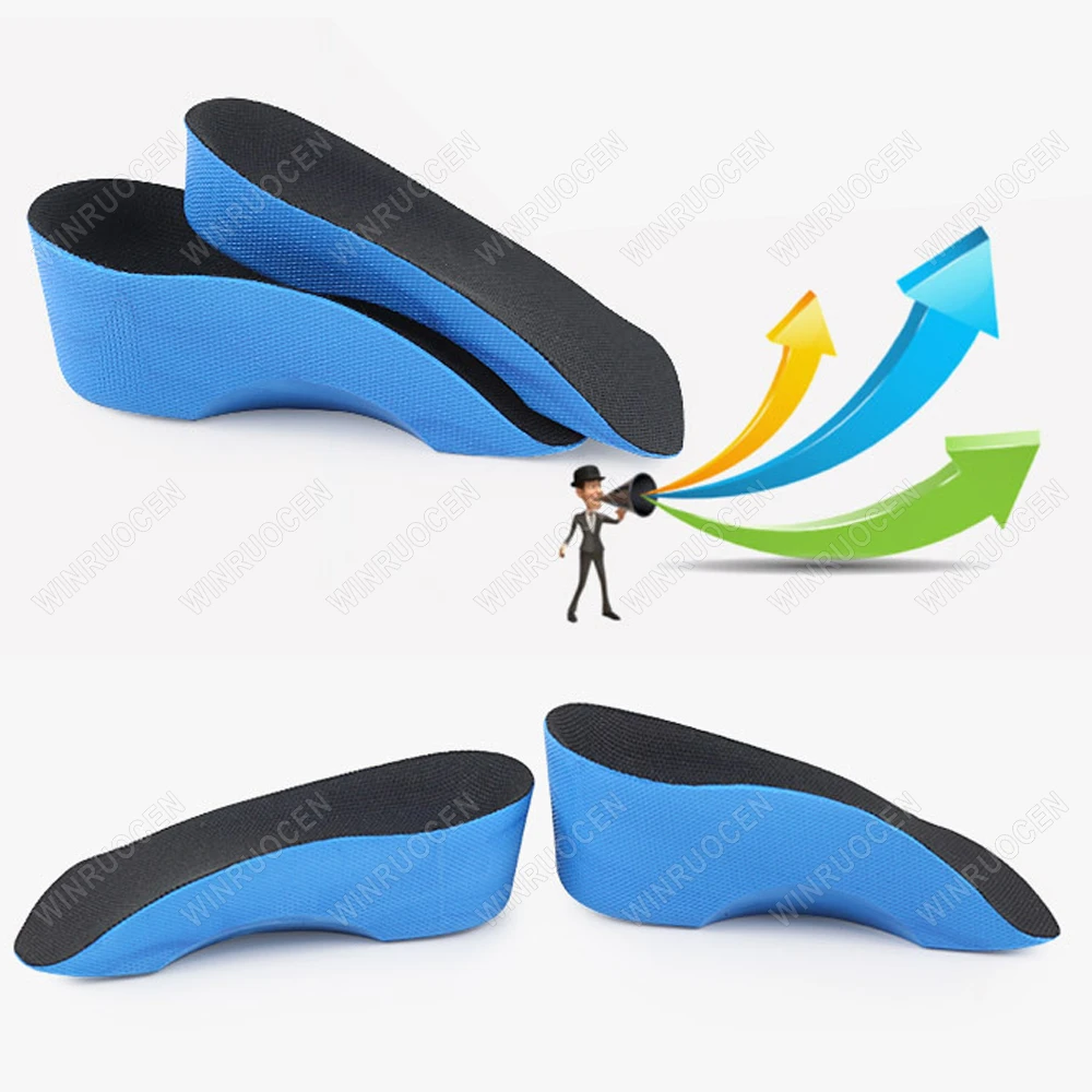 الرجال/النساء بولي PU ارتفاع النعال 2-4 سنتيمتر رفع امتصاص الصدمات المضادة للانزلاق مريحة نصف منصات الأحذية كعب وسادة أطول إدراج #2