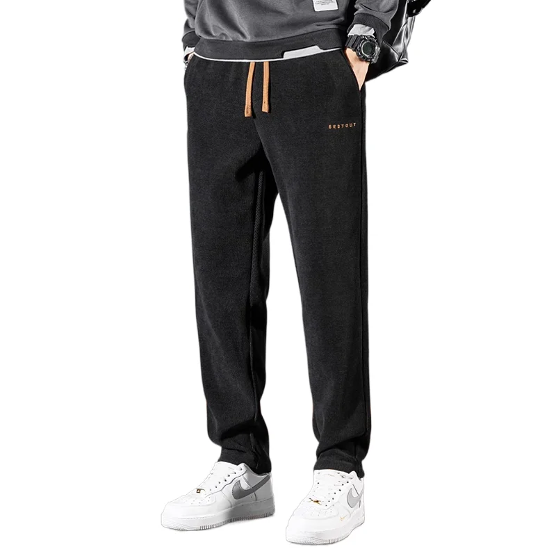 Thiened سروال قصير للرجال سراويل تقليدية الشتاء الرياضة مستقيم أرجل Fce اصطف ارتداء مقاومة وصمة عار برهان Sweatpants